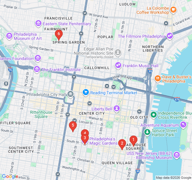 Route map for Murals and Mosaics: The Magic of South Street