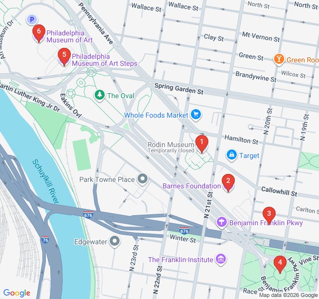 Route map for The Museum Mile: Parkway Architecture and Art