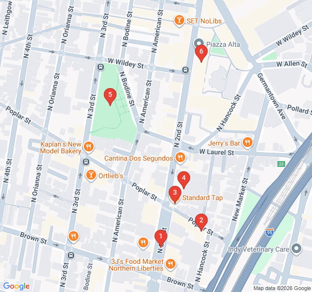 Route map for Northern Liberties: Artisans and Industrial Soul
