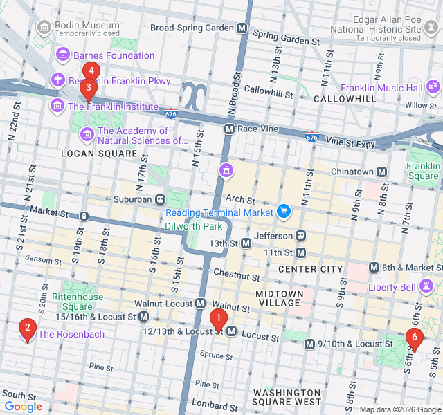 Route map for Philly’s Literary Legends: Poe to the Rosenbach