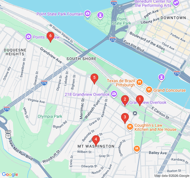 Route map for Mount Washington: Skyline Vistas and Inclines