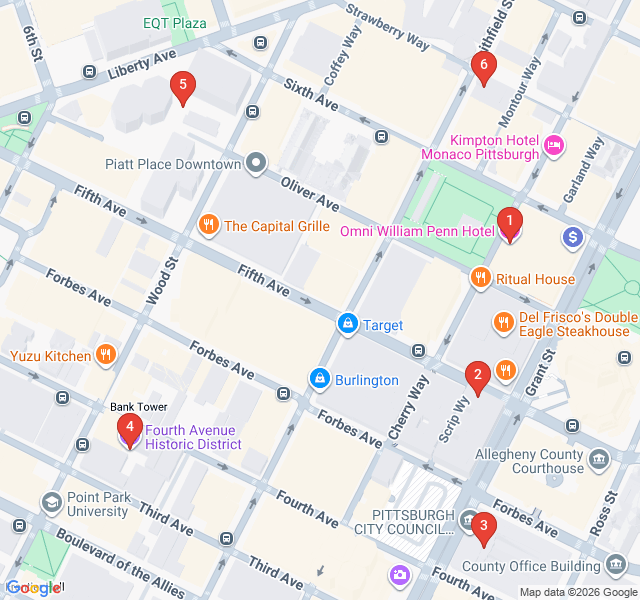 Route map for Shadows of the Steel City: Downtown Ghost Walk