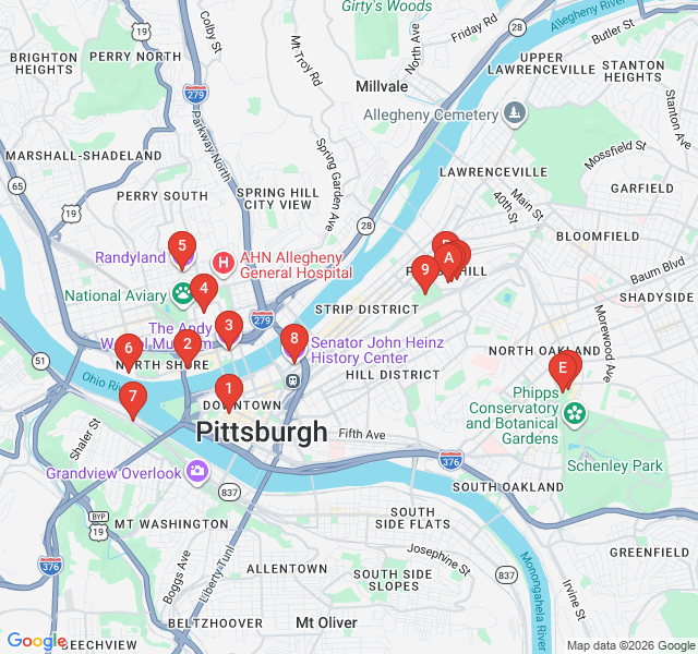 Route map for Polish Hill: Hidden Alleys and Sacred Spaces
