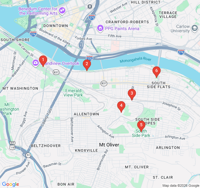 Route map for The South Side Slope Stairway Challenge