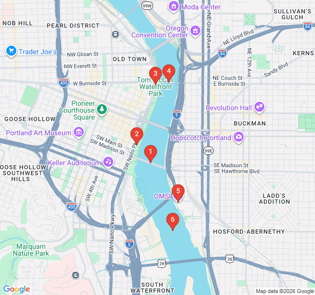 Route map for Bridges and the Willamette Waterfront
