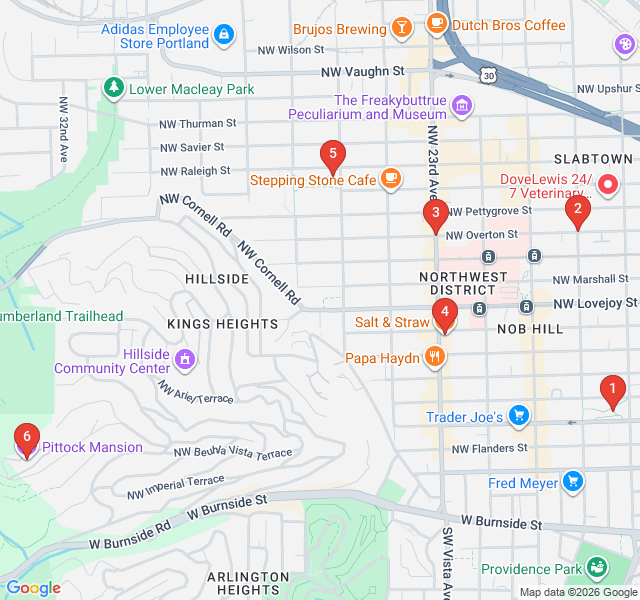 Route map for Victorian Elegance and Nob Hill Style