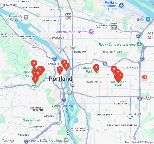 Route map for Volcanic Vistas of Mt. Tabor