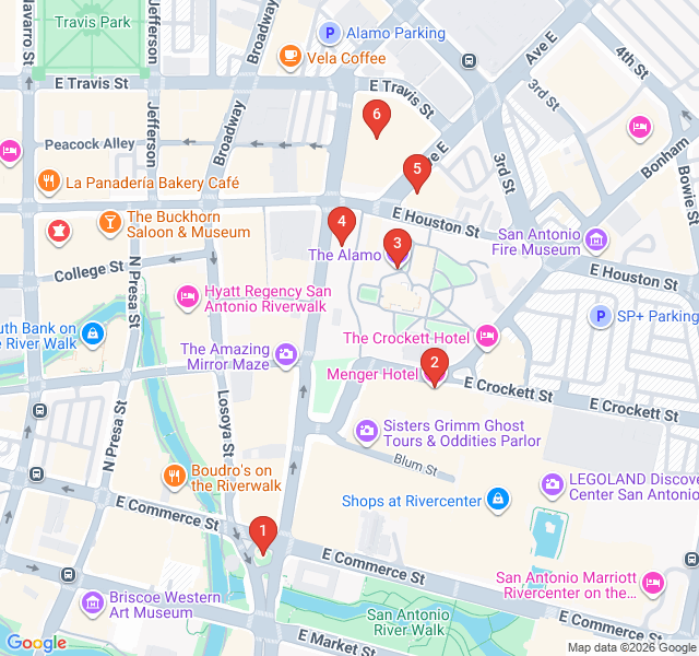 Route map for The Battle for Liberty: Alamo and Beyond