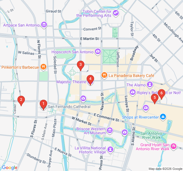 Route map for Haunted San Antonio: Legends of the Downtown