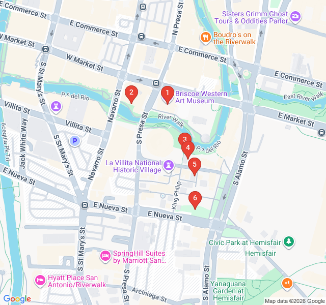Route map for Artisans of the Old City: La Villita Walk