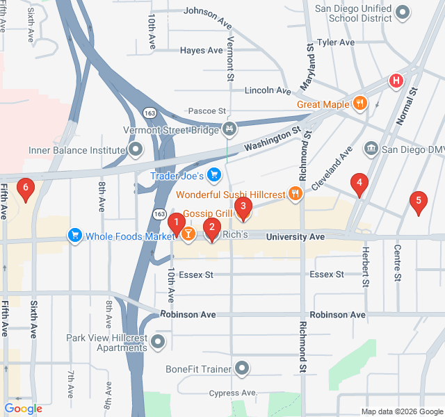 Route map for Hillcrest Pride and Progressive History