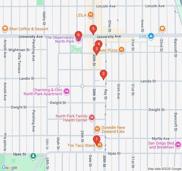 Route map for North Park's Hipster Highway & Urban Art