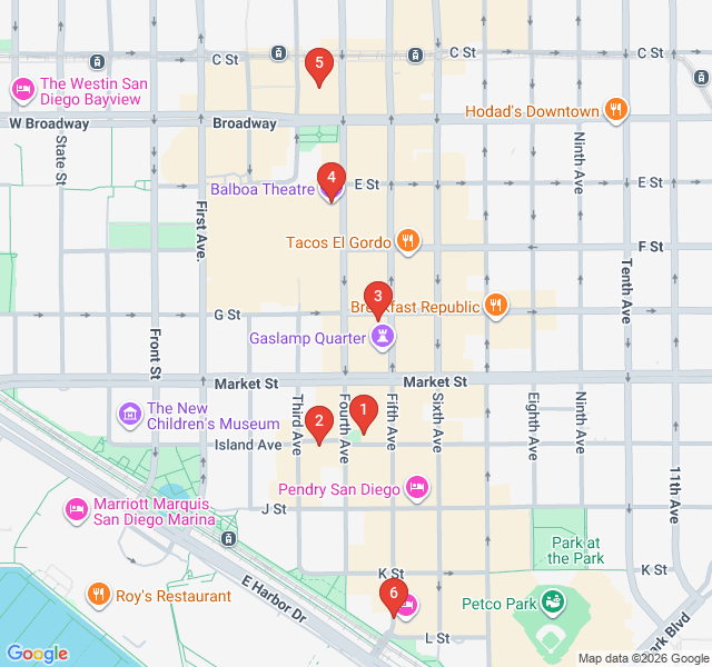 Route map for Scandals and Spirits of the Gaslamp