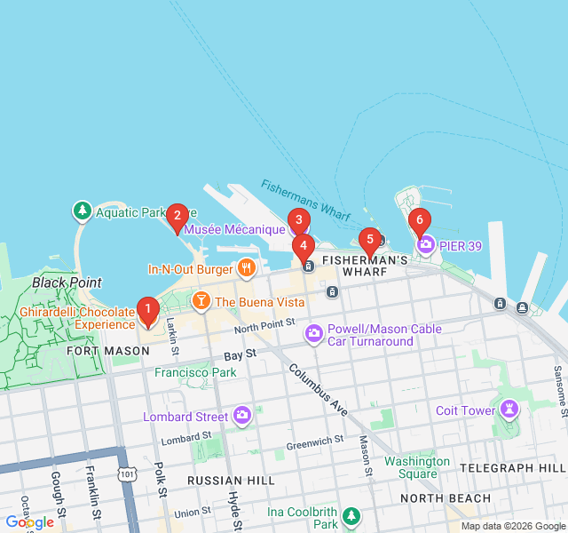 Route map for Sea Lions and Sourdough: The Northern Waterfront