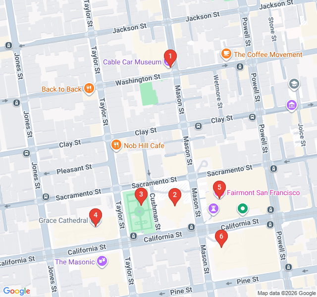 Route map for Gilded Age Grandeur: The Mansions of Nob Hill