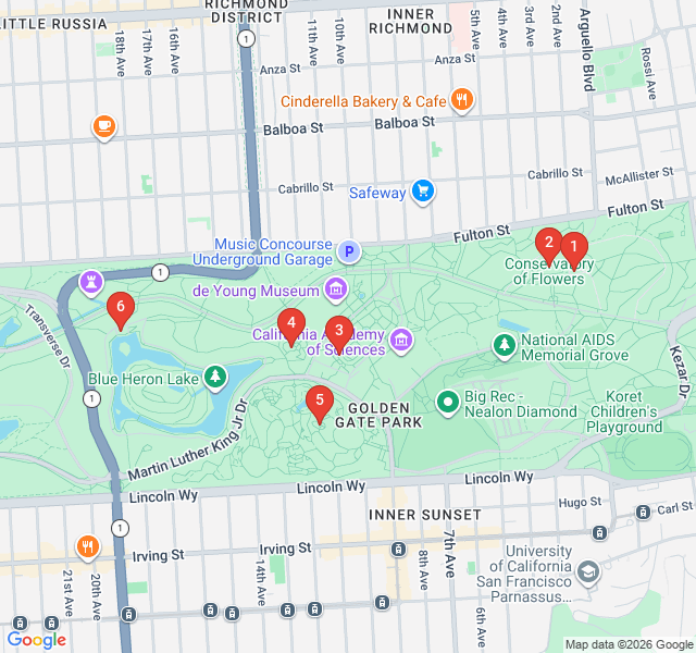 Route map for Botanical Bliss: A Garden Odyssey in Golden Gate Park