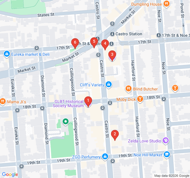 Route map for Rainbow Roots: The Castro's Civil Rights Journey