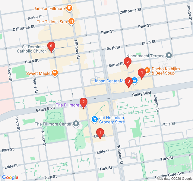 Route map for Zen and Jazz: A Journey Through Japantown and the Fillmore