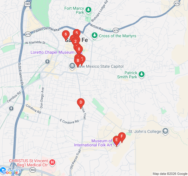 Route map for Barrio de Analco: Centuries of Secrets