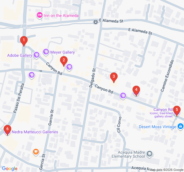 Route map for Canyon Road Art & Adobe Wander