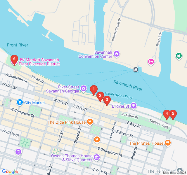 Route map for River Street & Factors Walk: Maritime History