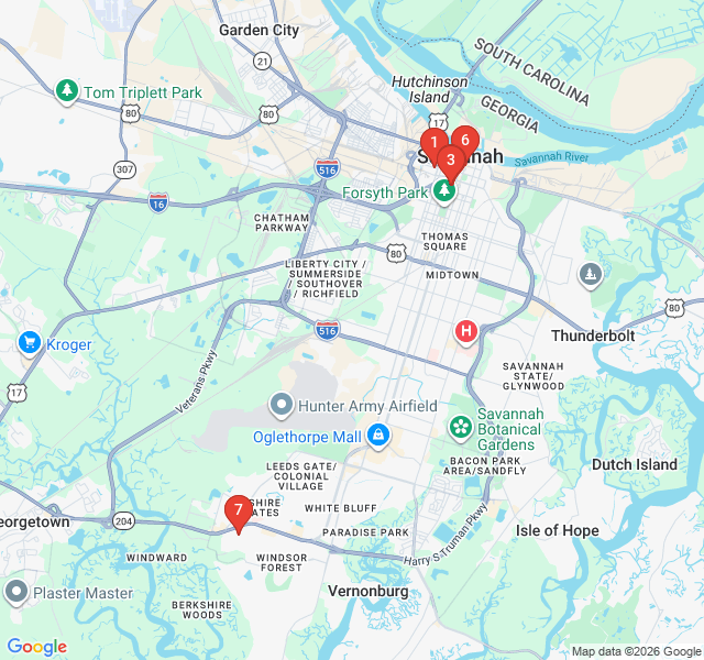 Route map for The SCAD Trail: Art, Design, and Campus Life