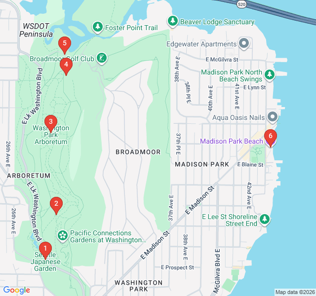 Route map for Botanical Bliss: The Washington Park Arboretum Walk