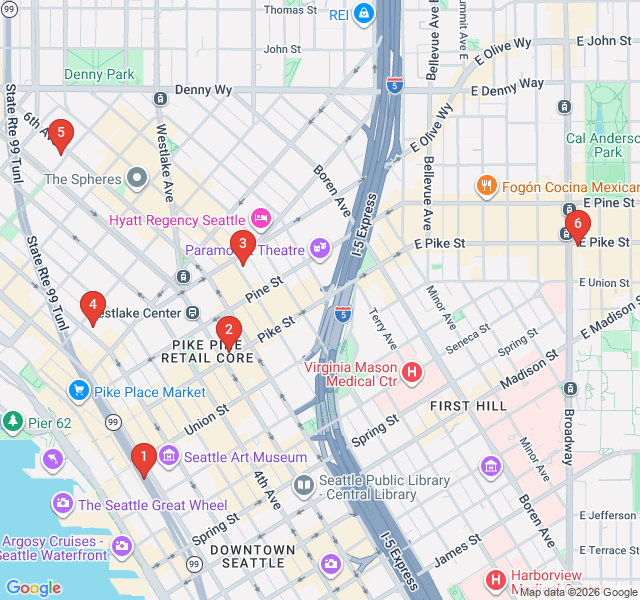 Route map for Seattle’s Caffeine Corridor: A Coffee Lover’s Walk