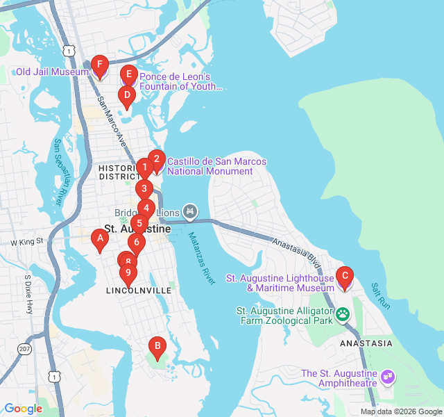Route map for Echoes of Freedom: Lincolnville Civil Rights Trail