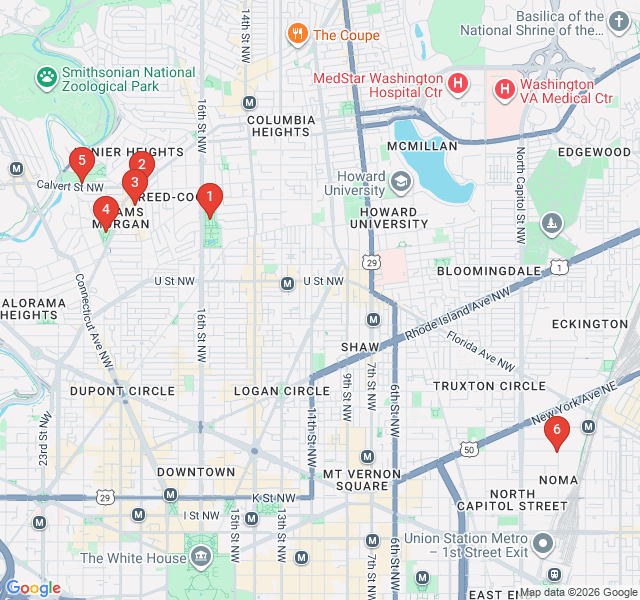 Route map for Adams Morgan Mural Walk & Global Vibes