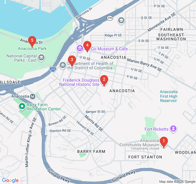 Route map for Anacostia Heritage: Frederick Douglass & Hilltop Panoramas