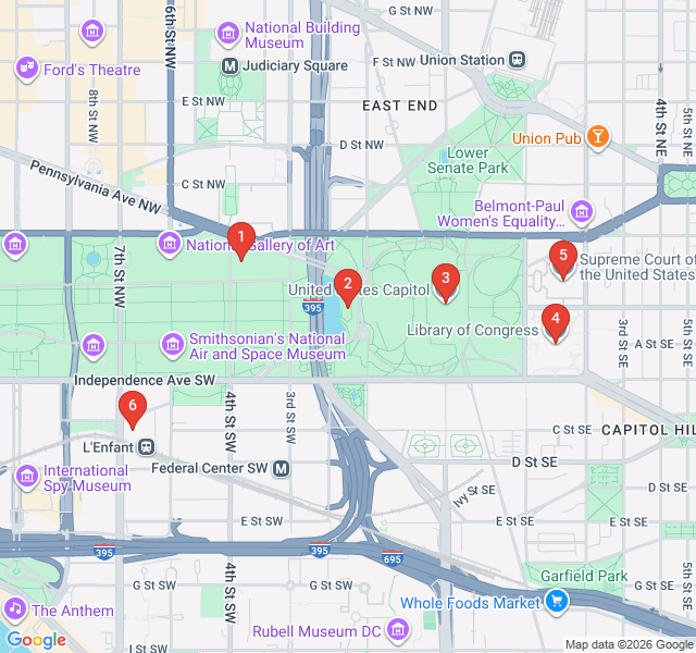 Route map for Architecture of Democracy: The National Mall Route