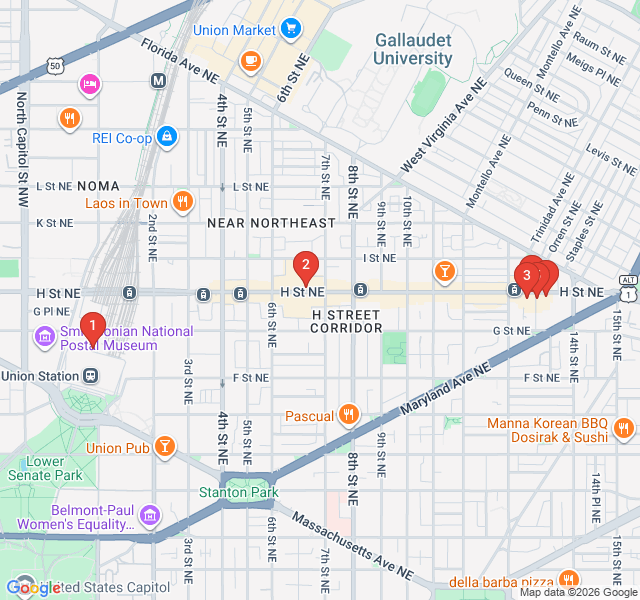Route map for H Street Corridor: Streetcars, Murals & Global Flavors