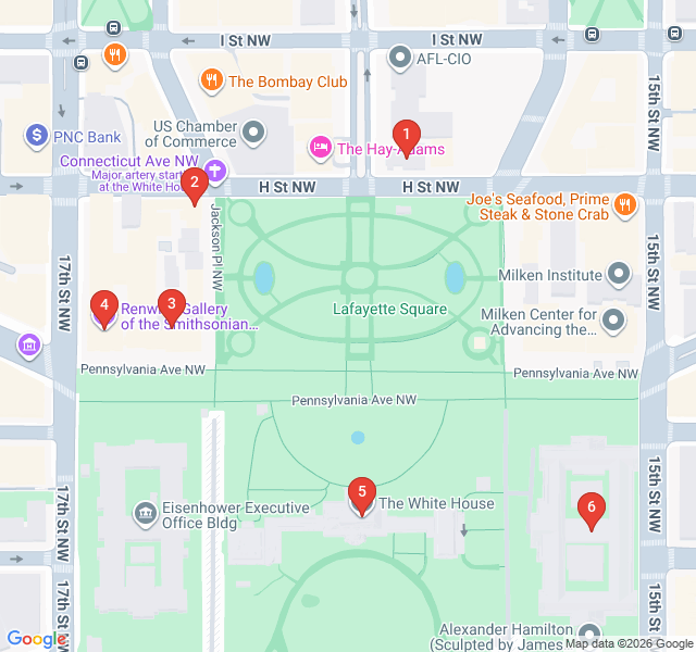 Route map for Lafayette Square: The President’s Neighborhood Secrets