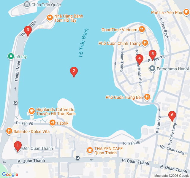 Route map for Truc Bach Hidden Gems: Pho Cuon and John McCain