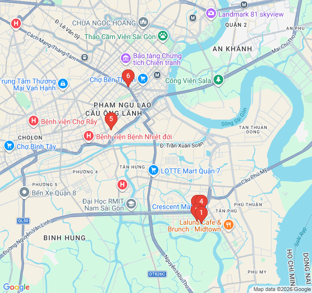 Route map for Phu My Hung Lakes and Greenery