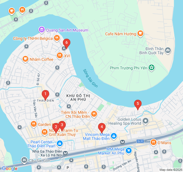 Route map for Thao Dien Riverside and Boutique Chic