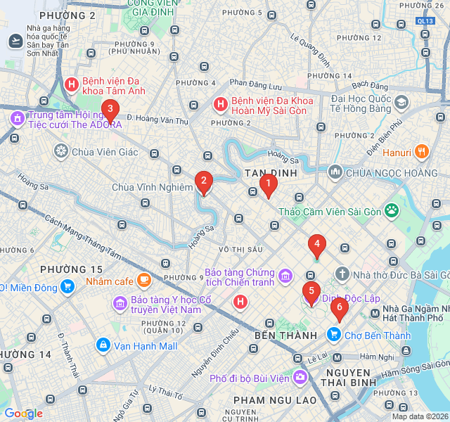 Route map for Vietnamese Modernism Architecture Walk