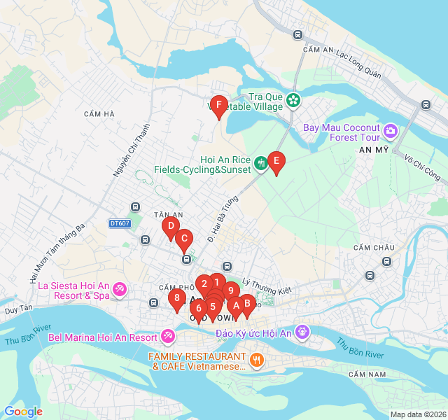 Route map for The Great Hoi An Specialty Coffee Trail